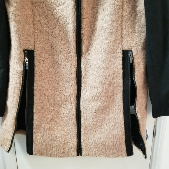 Wool mix color block zip up coat with zipper details - Picture 9 of 12
